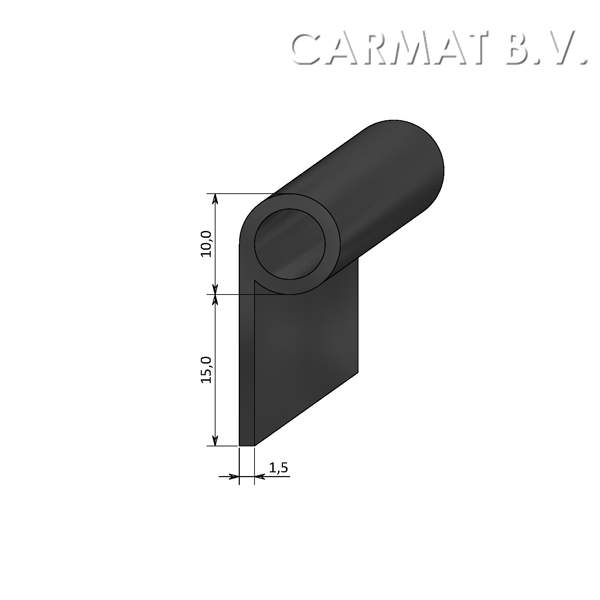 Rubber P-profiel 10/15/1,5 op bestelling > ZIE 402c004