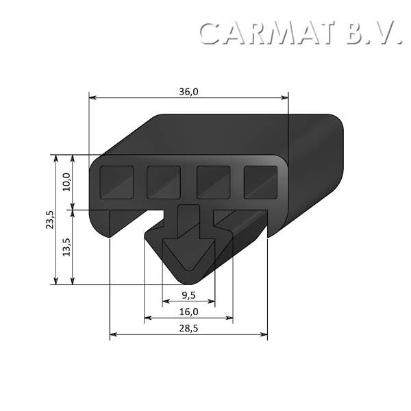 Rubberprofiel 7profiles (403E140) afname per/40M