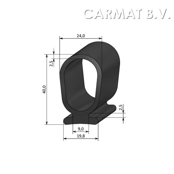 Rubber 7profiles laadklepprofiel 40MM afname per/30M