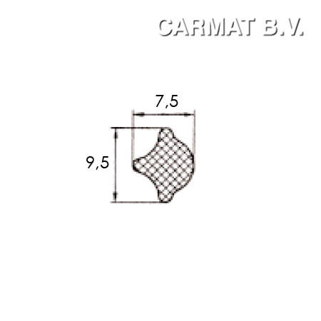 Pees 7profiles EPDM zwart (=4040002) afname per/2x50M ST1000