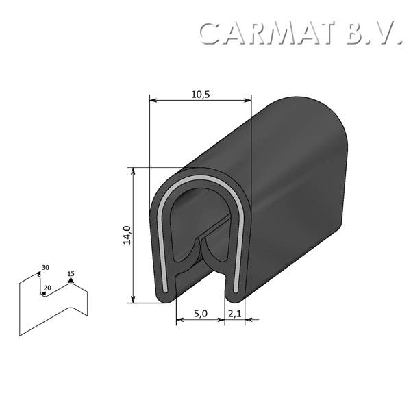 Kantprofiel 7profiles PVC 1-4 MM antraciet afname per/100M