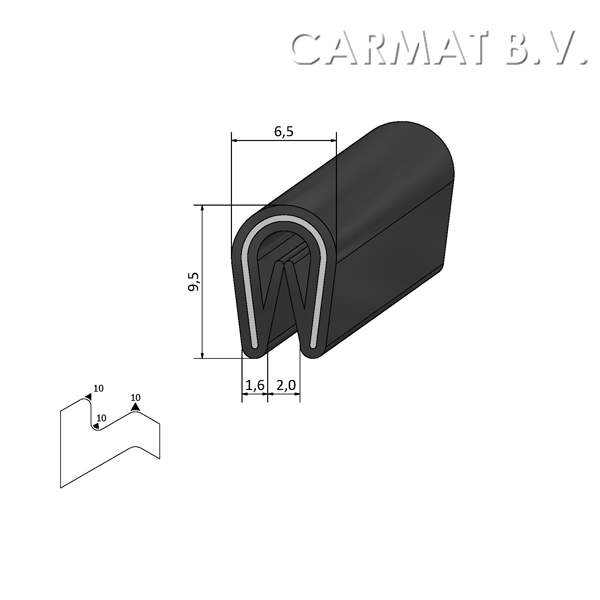 Kantprofiel 7profiles PVC 1-2 MM zwart afname per/100M