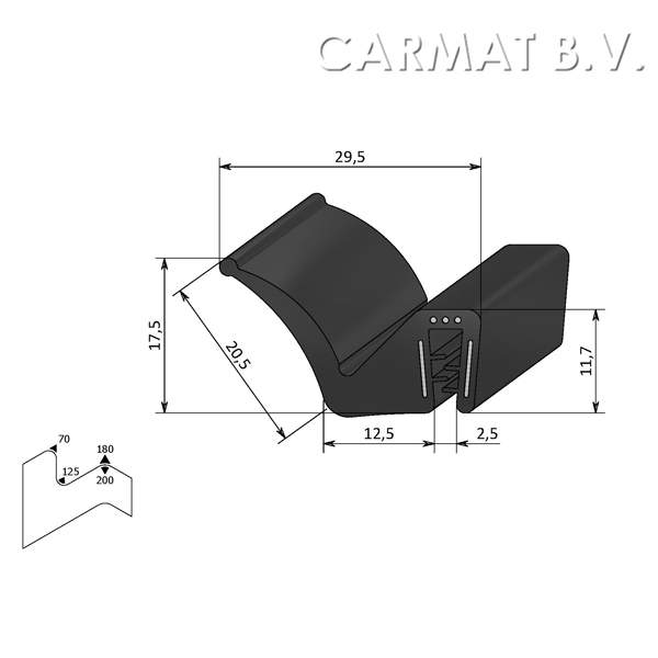 Klemprofiel EPDM 1-3 MM flap zij afname per/50M