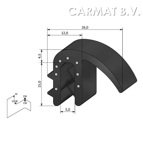 Kantprofiel EPDM 1-4 MM flap zij afname per/25M