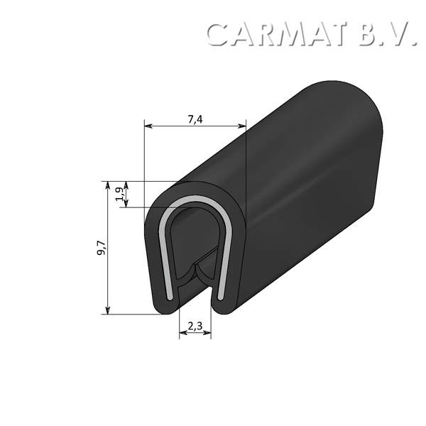 Kantprofiel EPDM 0,5-2MM zwart afname per/100M