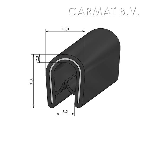 Kantprofiel EPDM 2-5 MM zwart afname per/100M