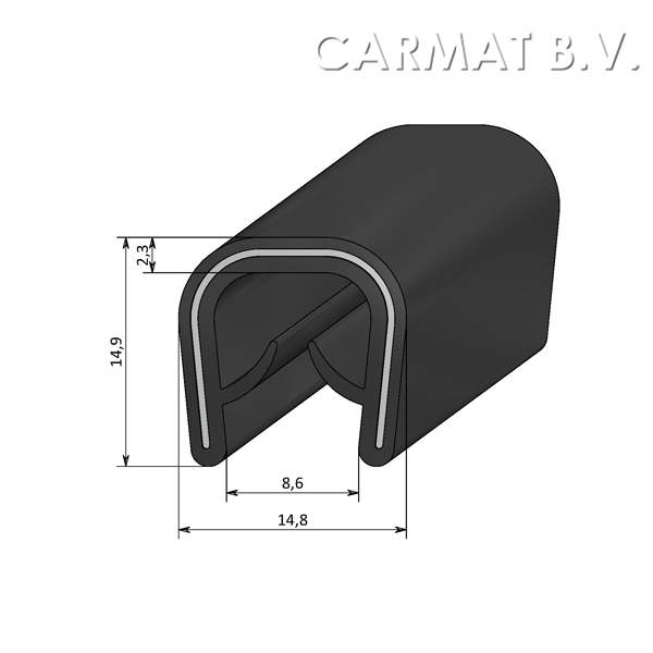 Kantprofiel EPDM 5-8 MM zwart afname per/100M