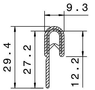 Kantprofiel 7profiles PVC 2-3MM m.angere zijde afn.per/50M