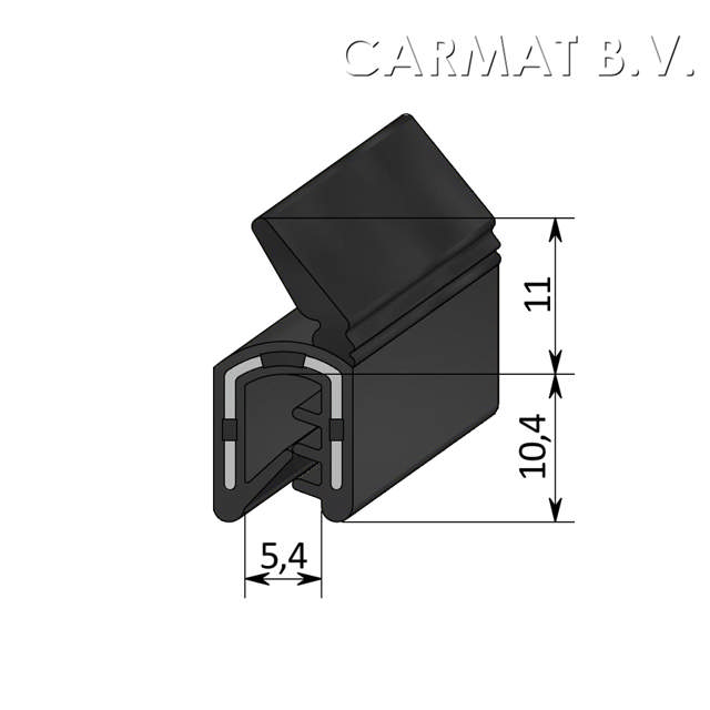 Klemprofiel rubber 1-3 MM flap boven afname in overleg