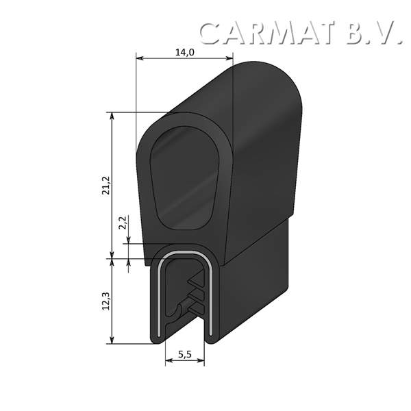 Kantprofiel PVC/rubber 1-4 MM kraal boven afname per/50M