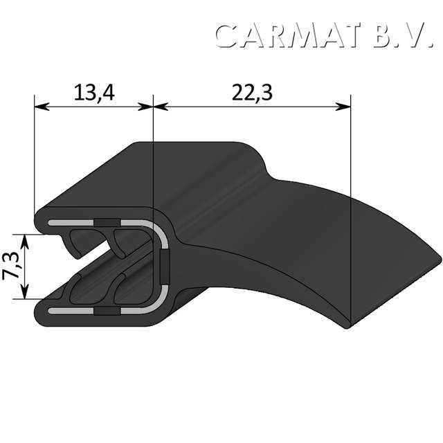 Klemprofiel rubber 3,5-5 MM flap boven afname in overleg
