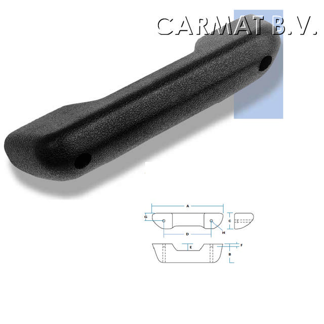 Armleuning zwart WBH 222 mm op bestelling per 50 stuks